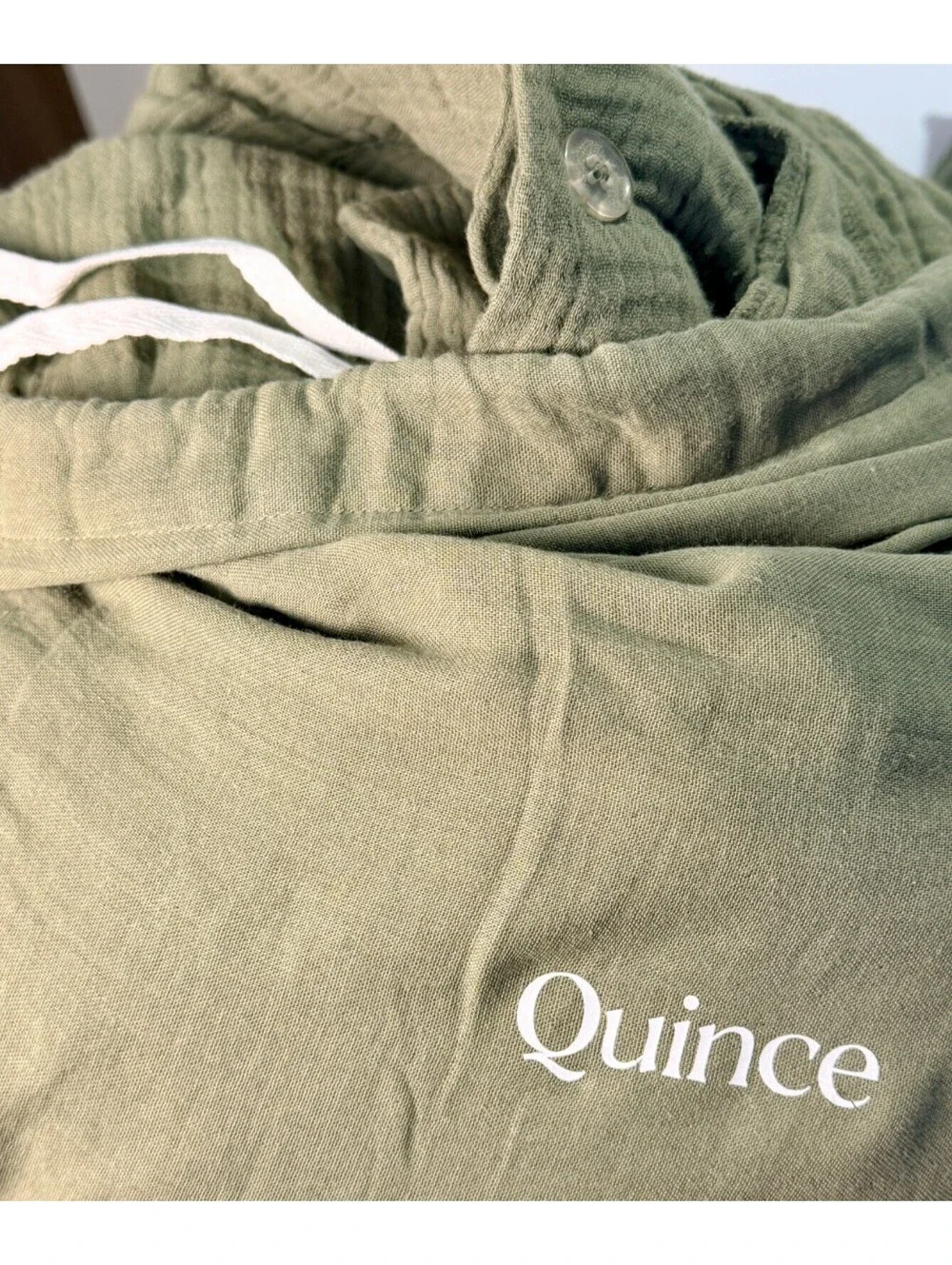 Quince Organic Airy Gauze Duvet Cover Set King Olive 100% Cotton NEW